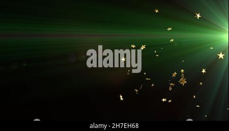 Immagine di percorsi luminosi e stelle su sfondo nero Foto Stock