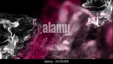 Immagine di particelle rosse e bianche che si muovono su sfondo nero Foto Stock