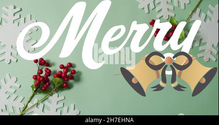 Immagine di allegro testo sulle decorazioni di natale Foto Stock