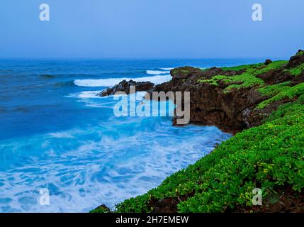 East Maui Rocky Beaches, Hana Highway, Hana Coast, Maui, Hawaii Foto Stock