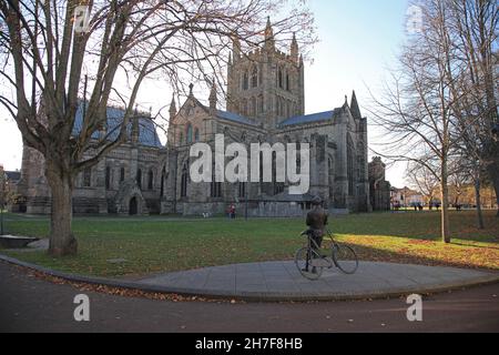 Autunno lungo il fiume Wye a Hereford. Foto Stock