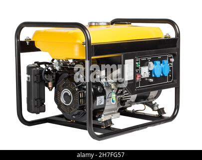 Generatore di benzine portatile isolato su sfondo bianco Foto Stock