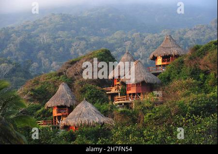 COLOMBIA. PARCO NAZIONALE DI TAYRONA. TAYRONA LODGE Foto Stock