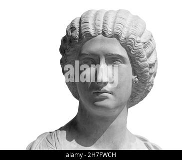 Busto dell'imperatrice Julia Domna. Scultura antica isolata su sfondo bianco. Ritratto classico donna antichità Foto Stock