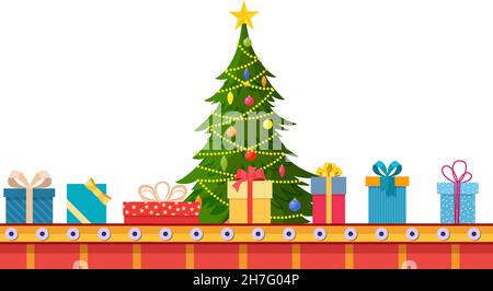 Confezioni regalo natalizie. Illustrazione Vettoriale
