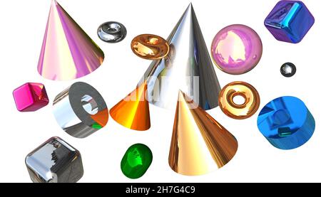 set of 3d geometric shapes Foto Stock