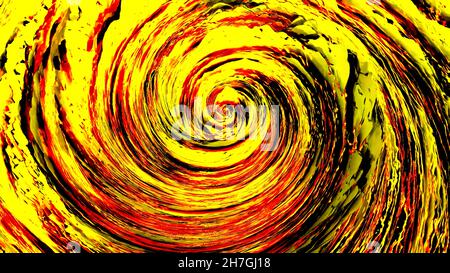Uragano liquido astratto che ruota lentamente, vista dall'alto. Movimento. La spirale ondulata dei colori blu e rosso con effetto 3D e loop senza cuciture Foto Stock