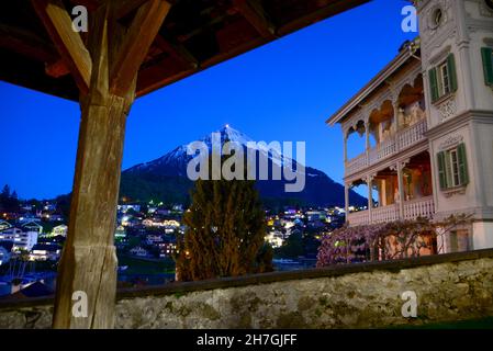 Spiez sul lago Thun, Oberland Bernese, Svizzera Foto Stock