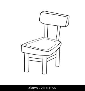 Semplice pagina da colorare. Libro da colorare per bambini, sedia in legno per bambini Illustrazione Vettoriale