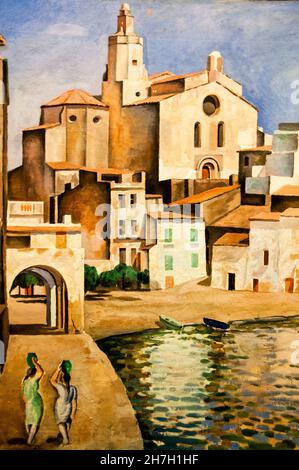 Pittura post-impressionista di Salvador Dalí Portdogue Port Alguer Cadaques al Teatro-Museo di Dalí a Figures, Spagna. Foto Stock