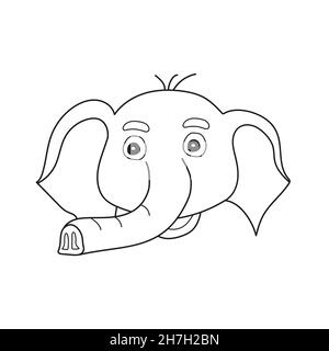Semplice pagina da colorare. Elephant per essere colorato, il libro da colorare per i bambini in età prescolare con livello di gioco educativo facile. Illustrazione Vettoriale