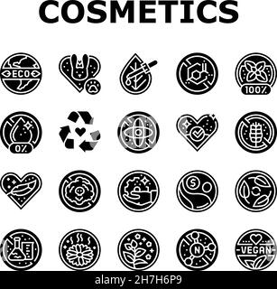 Eco Cosmetics Organic and Bio Icons Set Vector (Eco cosmetici organici e icone bio impostare vettore) Illustrazione Vettoriale