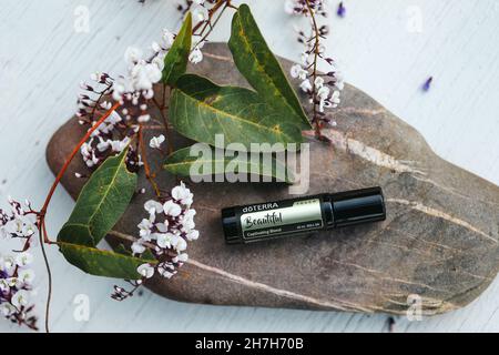 PYRAMID HILL, AUSTRALIA - 10 agosto 2021: Immagine editoriale illustrativa di Doterra Essential o Foto Stock