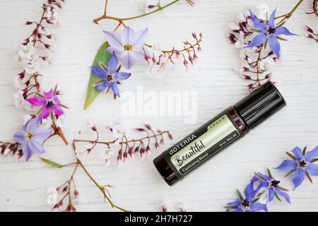 PYRAMID HILL, AUSTRALIA - 10 agosto 2021: Immagine editoriale illustrativa di Doterra Essential o Foto Stock