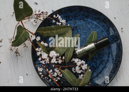 PYRAMID HILL, AUSTRALIA - 10 agosto 2021: Immagine editoriale illustrativa di Doterra Essential o Foto Stock
