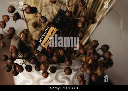 PYRAMID HILL, AUSTRALIA - 10 agosto 2021: Immagine editoriale illustrativa degli oli essenziali di Doterra Foto Stock