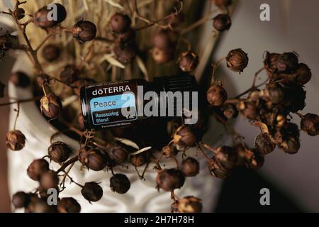 PYRAMID HILL, AUSTRALIA - 10 agosto 2021: Immagine editoriale illustrativa degli oli essenziali di Doterra Foto Stock