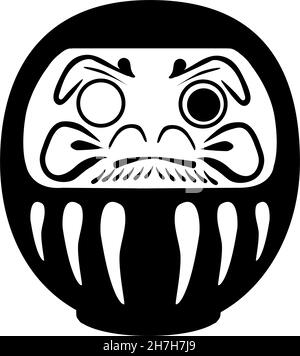 Silhouette Daruma. La fortunata bambola del Giappone. Illustrazione Vettoriale