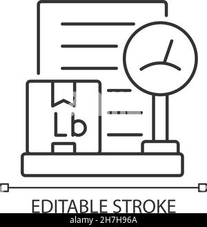 Lista di imballaggio per consegne internazionali icona lineare lb Illustrazione Vettoriale