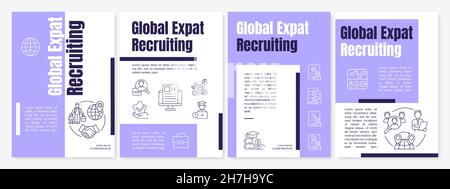 Modello di brochure viola per il reclutamento di espatriati globali Illustrazione Vettoriale