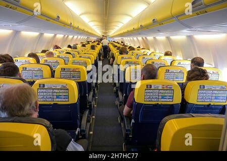 Ryanair Flugzeug interno Foto Stock