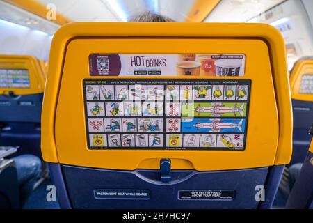 Ryanair Flugzeug interno Foto Stock