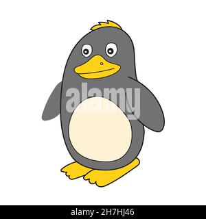 Semplice icona cartoon. Illustrazione vettoriale del cartone animato Penguin per i bambini Illustrazione Vettoriale