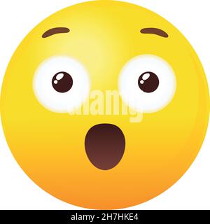 Emoji sorpreso. L'espressione smiley emote per vettore simile isolato su sfondo bianco Illustrazione Vettoriale