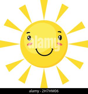 Sole divertente. Primavera emozione luce, Doodle vettore isolato su sfondo bianco Illustrazione Vettoriale