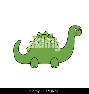 Semplice icona cartoon. Illustrazione semplice del vettore - dinosauro verde carino Illustrazione Vettoriale