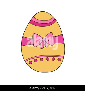 Semplice icona cartoon. Decorazione uovo di pasqua. Disegno vettoriale a mano su bianco Illustrazione Vettoriale
