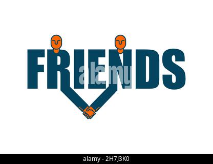 Logo amici handshake. Simbolo di amicizia. Le lettere scuotono le mani. Segno di clientelismo Illustrazione Vettoriale