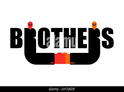 Logo Brothers. La fratellanza simbolo handshake. Le lettere scuotono le mani. Segno di amicizia Illustrazione Vettoriale