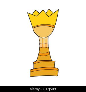 Semplice icona cartoon. Libro da colorare degli scacchi gialli. Vettore disegnato a mano. Disegno vettoriale a mano su bianco Illustrazione Vettoriale