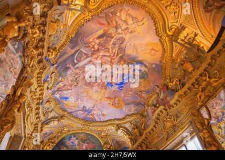 Affreschi del soffitto, Palazzo Tobia Pallavicino, Genova, Liguria, Italia Foto Stock