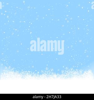 Nevicata di Natale da sfondo cielo blu Illustrazione Vettoriale