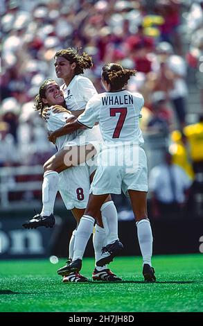 Mia Hamm (USA) in gara nella finale di calcio della Coppa del mondo femminile FIFA 1999 Foto Stock