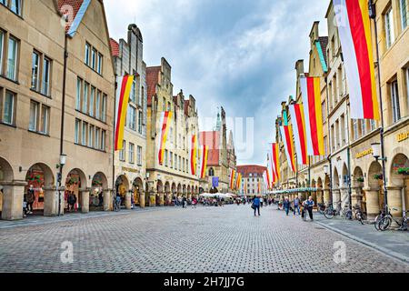 Prinzipalmarkt a Munster, Renania settentrionale-Vestfalia, Germania Foto Stock