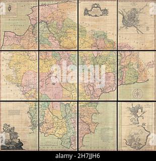 Benjamin Donn - Mappa della Contea di Devon, con la Città & Contea di Exeter (1765) Foto Stock