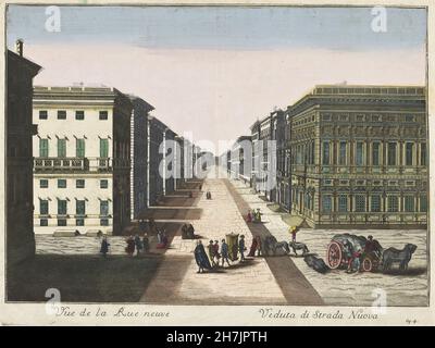 Familie Remondini - gezicht op de strada Nuova te Genua (c.1700-c.1799) Foto Stock