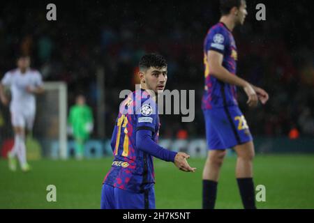 Barcellona, Spagna. 23rd Nov, 2021. champions League Soccer Match FC Barcellona vs Benfica allo stadio Camp Nou, Barcellona 23 novembre 2021 in immagini: Yusuf Demir 999/JGS/Cordon Press Credit: CORDON PRESS/Alamy Live News Foto Stock