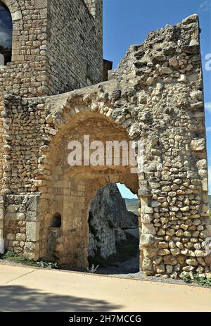 Castello di Sant Martí Sarroca regione dell'Alto Panadés, provincia di Barcellona, Catalogna, Spagna Foto Stock