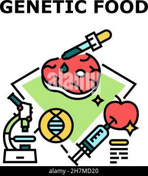 Illustrazione del colore del concetto di vettore alimentare genetico Illustrazione Vettoriale