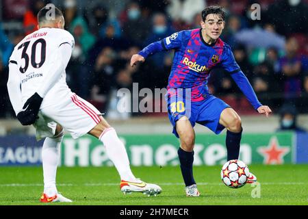 Barcellona, Spagna. Credit: D. 23th Nov, 2021. Gavi (Barcellona) Calcio : UEFA Champions League Group e match tra FC Barcelona 0-0 SL Benfica allo stadio Camp Nou di Barcellona, Spagna. Credit: D .Nakashima/AFLO/Alamy Live News Foto Stock