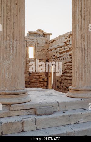 Facciata orientale dell'Erechtheion, Acropoli di Atene, Atene, Grecia Foto Stock