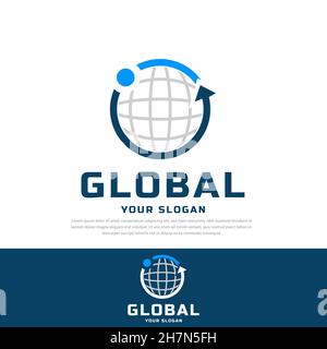 Cerchio freccia globo logo.design modello logo, simbolo, icona illustrazione Illustrazione Vettoriale