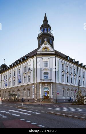 Edificio di -die Sozialbau-, ex ufficio postale principale, Kempten, Allgaeu, Baviera, Germania Foto Stock