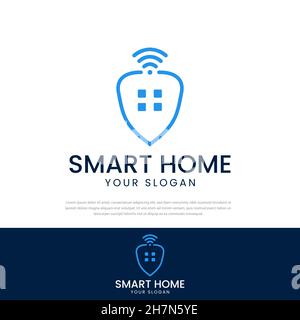 Segnala la diffusione del logo Smart Home. Icona Smart Home. Semplice linea di logo casa, semplice illustrazione elementi. Può essere utilizzato per Web e dispositivi mobili. Illustrazione Vettoriale