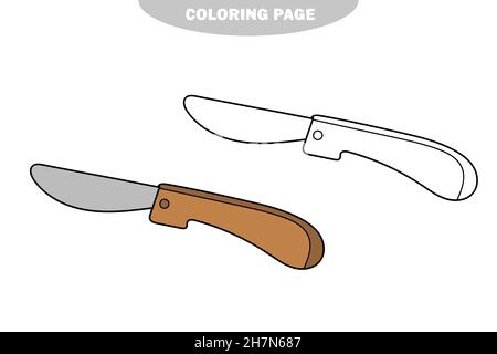 Semplice pagina da colorare. Foglio da colorare per bambini. Libri da colorare per bambini. Illustrazione cartoon. Versione a colori e in bianco e nero Illustrazione Vettoriale