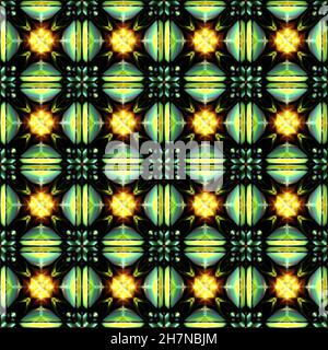 Rendering 3D di piastrelle di sfondo decorativo senza cuciture creative colorate incise Foto Stock
